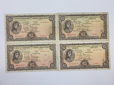 Lot 463 - FOUR LADY LAVERY IRISH WAR CODE £5 BANKNOTES,...