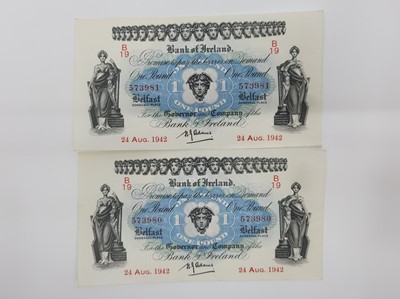 Lot 470 - A PAIR OF SEQUENTIAL 1942 BANK OF IRELAND £1...