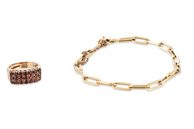 Lot 57 - A 9CT GOLD BRACELET, with padlock, together...
