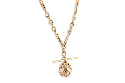 Lot 186 - A 9CT GOLD FANCY LINK TROMBONE ALBERT CHAIN,...