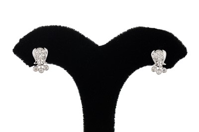 Lot 131 - A PAIR OF DIAMOND CLUSTER EARRINGS, mounted in...
