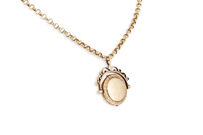 Lot 362 - A 9CT GOLD CHAIN, suspending 9ct spinner fob,...