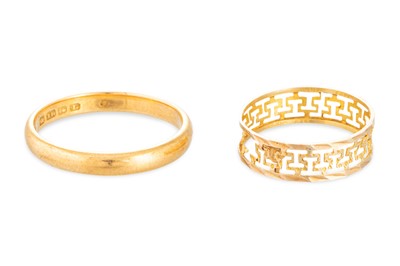 Lot 365 - TWO 18CT GOLD RINGS, one with cut out...