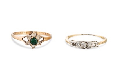 Lot 366 - TWO STONE SET RINGS, mounted in 9ct & 18ct gold