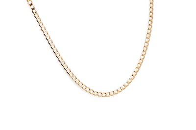 Lot 288 - A 9CT YELLOW GOLD FLAT CURB LINK NECK CHIAN, 6....