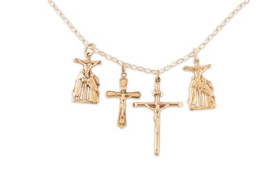 Lot 200 - FOUR 9CT GOLD RELIGIOUS PENDANTS, with a 9ct...