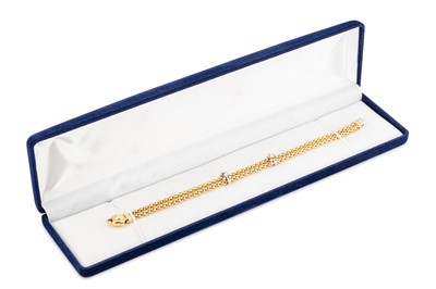 Lot 236 - AN 18CT GOLD FOPE DIAMOND BRACELET, comprising...