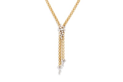 Lot 237 - AN 18CT GOLD FOPE DIAMOND SET NECKLACE,...