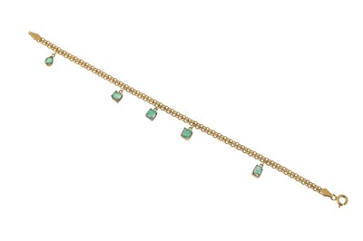 Lot 281 - AN EMERALD BRACELET, mounted in 18ct yellow...
