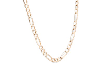 Lot 314 - A 9CT GOLD CHAIN, figaro link, 16.8 g.