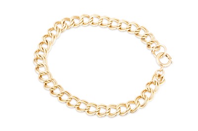 Lot 320 - A 9CT GOLD DOUBLE LINK BRACELET, 12.6 g.