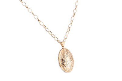 Lot 321 - A 9CT GOLD LOCKET, on a chain, 10.2 g.