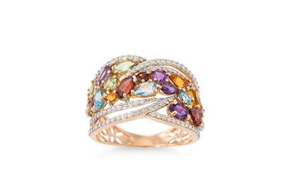 Lot 304 - A MULTI-GEM AND DIAMOND SET CLUSTER RING, set...