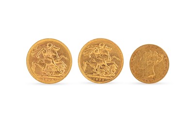 Lot 444 - TWO 22CT GOLD ENGLISH FULL SOVEREIGN COINS,...