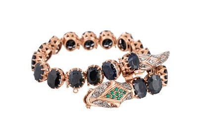 Lot 142 - A VINTAGE SAPPHIRE AND DIAMOND BRACELET,...