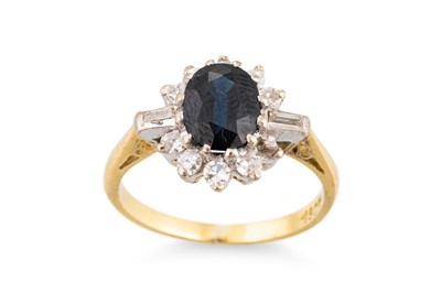 Lot 20 - A SAPPHIRE AND DIAMOND CLUSTER RING, the...
