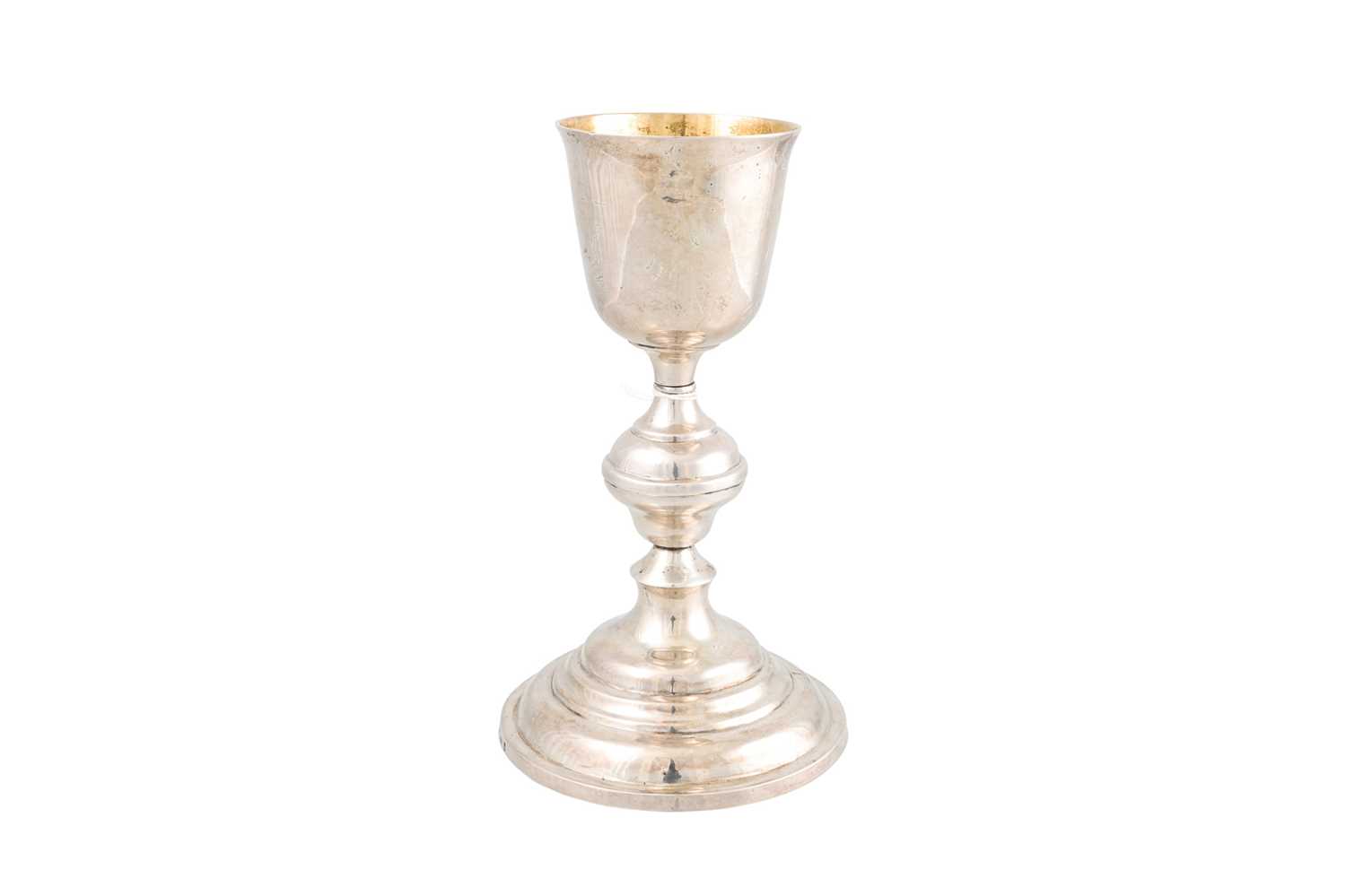 Lot 493 - A 19TH CENTURY SILVER RELIGIOUS CHALICE, of...