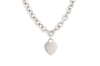 Lot 101 - A TIFFANY & CO SILVER NECKLACE, with heart...