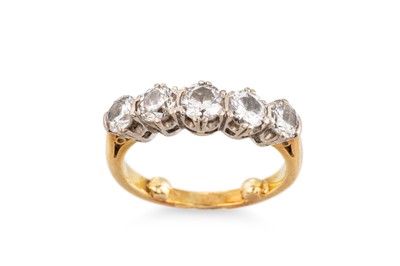 Lot 307 - A DIAMOND FIVE STONE RING, the round brilliant...