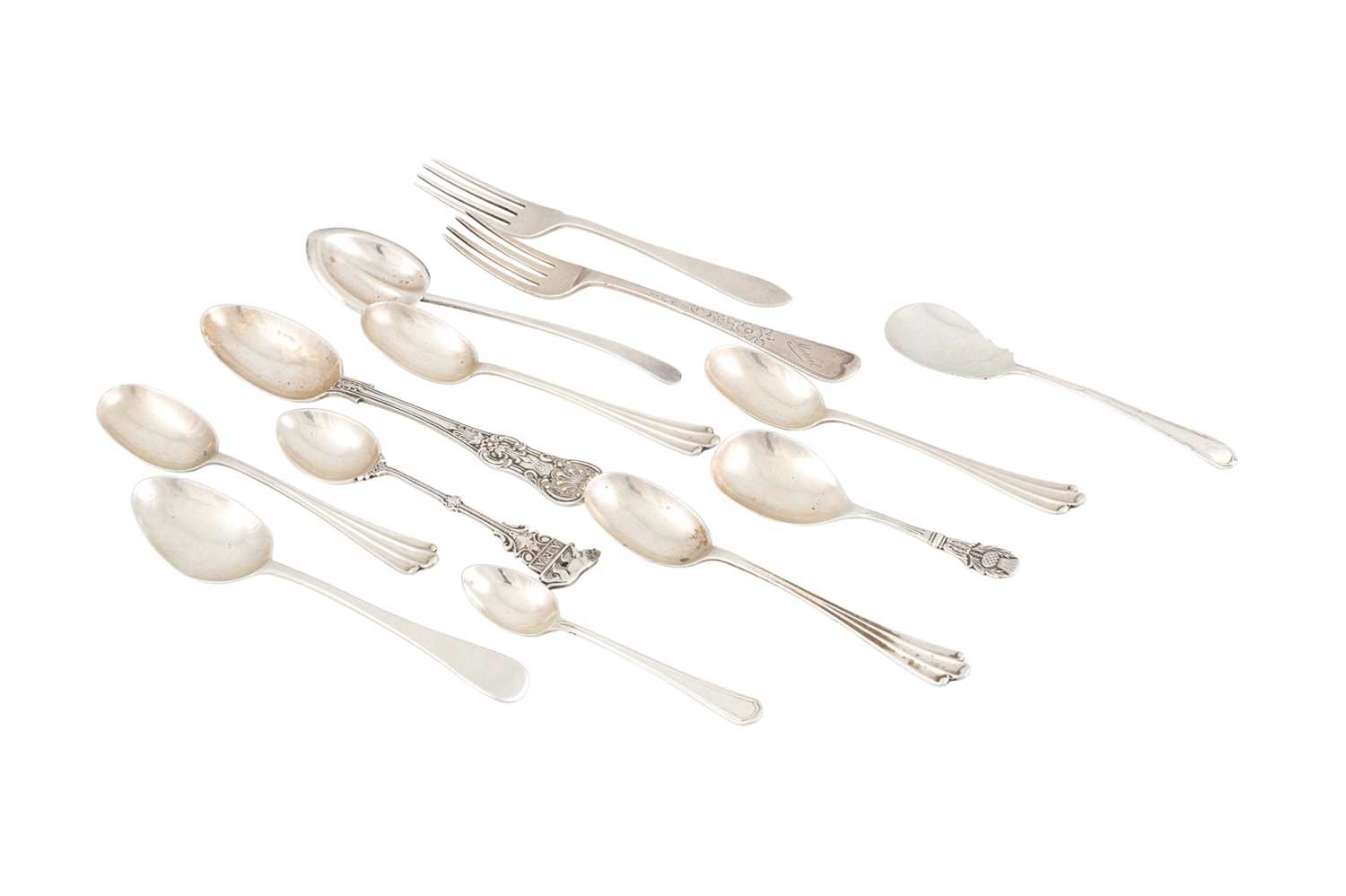 Lot 501 - A COLLECTION OF ENGLISH SILVER TEASPOONS,...