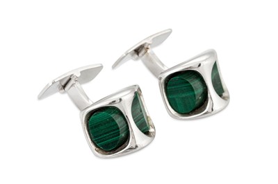 Lot 105 - A PAIR OF 1970'S 14CT WHITE GOLD CUFFLINKS,...