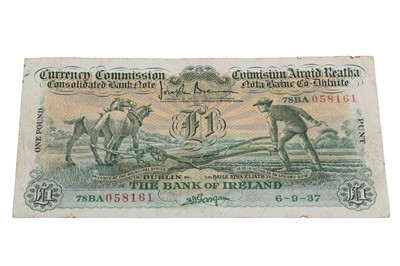 Lot 397 - A BANK OF IRELAND £1 PLOUGHMAN IRISH BANKNOTE,...