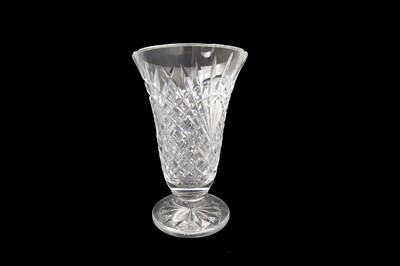 Lot 487 - A WATERFORD CRYSTAL VASE, 10" high