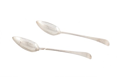 Lot 453 - A PAIR OF GEORGE III SILVER TABLE SPOONS,...