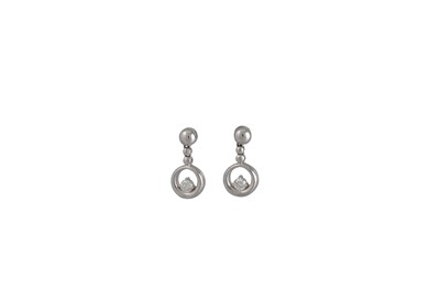 Lot 352 - A PAIR OF DIAMOND DROP EARRINGS, in 18ct white...