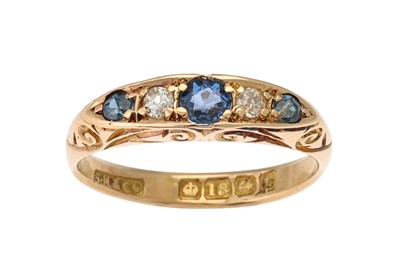 Lot 63 - AN ANTIQUE SAPPHIRE AND DIAMOND RING, mounted...