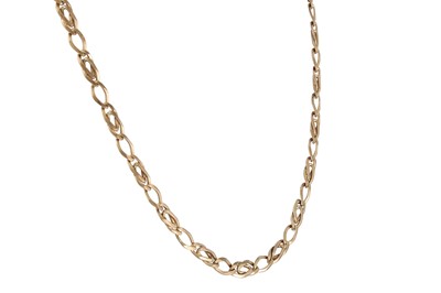 Lot 158 - AN OVAL LINK 9CT GOLD NECKLACE, Ca. length: 26"...