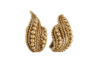 Lot 80 - A PAIR OF 18CT GOLD EARRINGS BY DAVID WEBB, of...