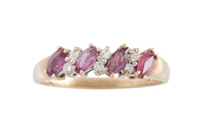 Lot 12 - A DIAMOND AND RUBY RING, set with four rubies,...