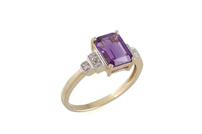 Lot 13 - AN AMETHYST AND DIAMOND CLUSTER RING, mounted...