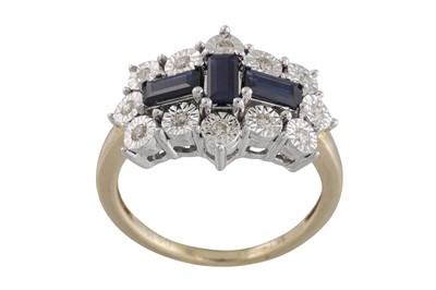 Lot 25 - A DIAMOND AND SAPPHIRE CLUSTER RING, mounted...