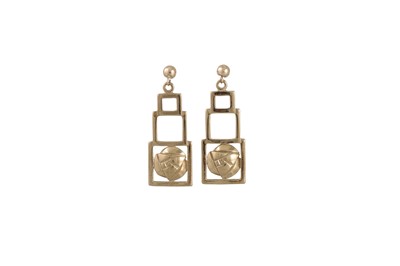 Lot 28 - A PAIR OF DROP EARRINGS, matching pendant, of...