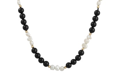 Lot 54 - A MOTHER OF PEARL AND BEADED NECKLACE, set...