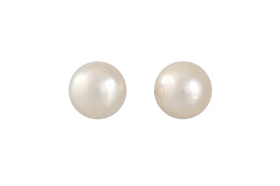 Lot 61 - A PAIR OF CULTURED PEARL EARRINGS, mounted in...