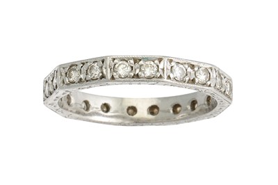 Lot 205 - A DIAMOND FULL BANDED ETERNITY RING, mounted...