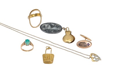 Lot 77 - A COLLECTION OF GOLD ITEMS, including a basket...