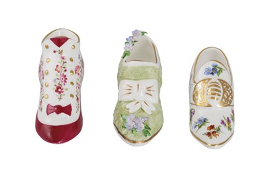 Lot 467 - THREE LIMITED EDITION MINI PORCELAIN SHOES,...