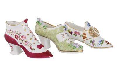 Lot 467 - THREE LIMITED EDITION MINI PORCELAIN SHOES,...