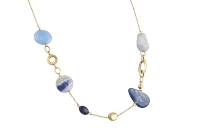 Lot 270 - A MULTI GEM SET NECKLACE, in 18ct gold