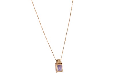 Lot 276 - AN AMETHYST PENDANT WITH DIAMOND DETAIL, in...