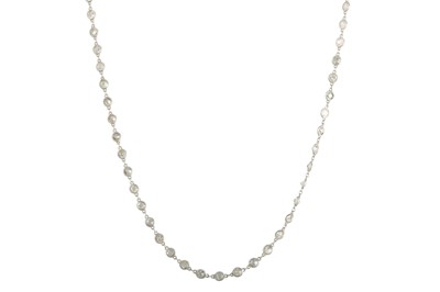Lot 369 - A VINTAGE DIAMOND CHAIN, set with 86 old cut...