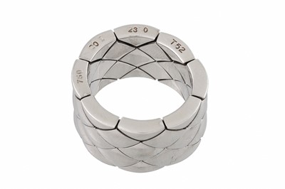 Lot 370 - A CHANEL MATALASSE RING, of flexible form, in...