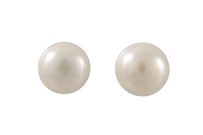 Lot 23 - A PAIR OF CULTURED PEARL EARRINGS, mounted in...