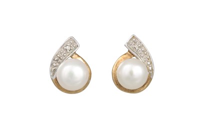 Lot 56 - A PAIR OF DIAMOND AND PEARL STUD EARRINGS,...