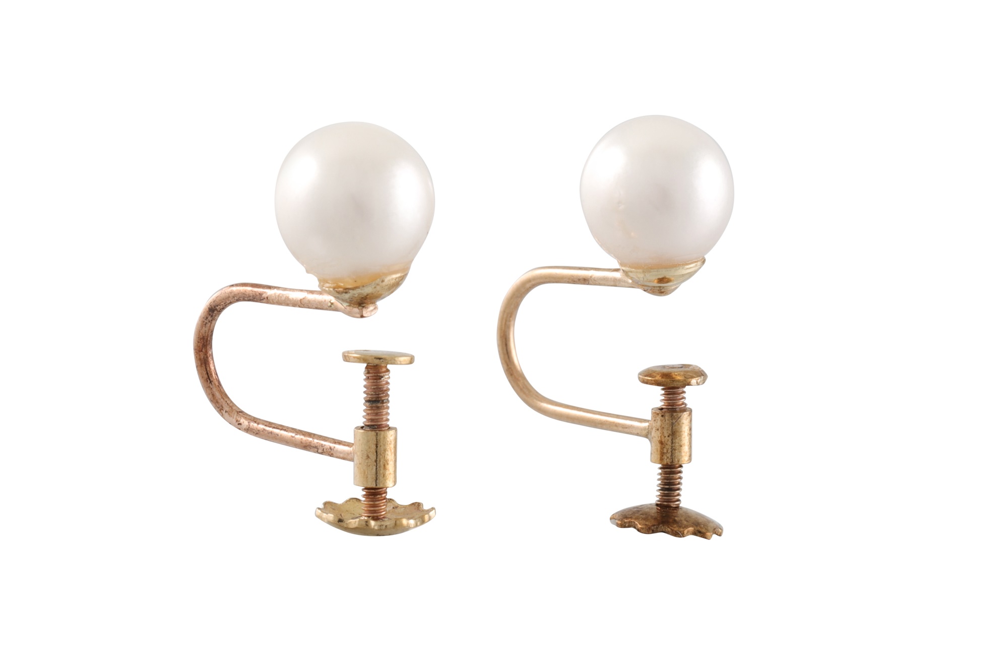 Pearl Gold Screw Back Earrings