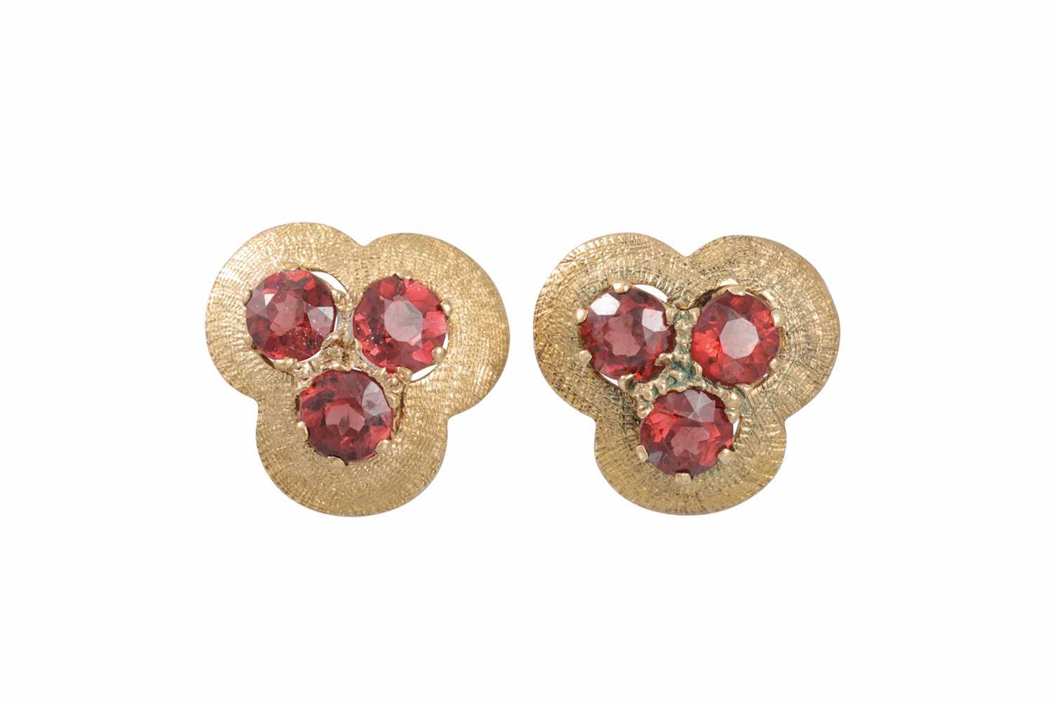 Lot 79 - A PAIR OF VINTAGE STONE SET EARRINGS, mounted...